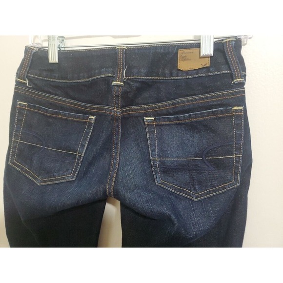 American Eagle Sz 00 Artist Crop Jeans Super Stretch Dark Wash Current Denim - Picture 4 of 5